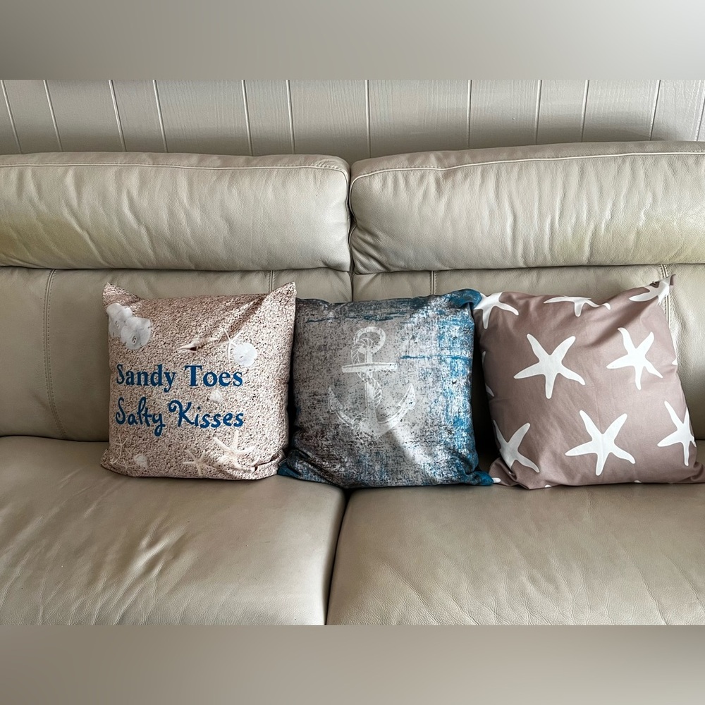 Beach Themed Accent Pillow Set of Three